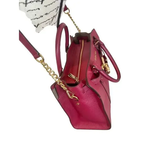 MICHAEL KORS NOUVEAU LARGE SATCHEL BAG PADLOCK KEY CROSSBODY BERRY VERSATILE - Picture 14 of 16